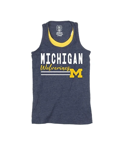 Wes & Willy Girls Preschool Navy Michigan Wolverines Racerback Tank Top