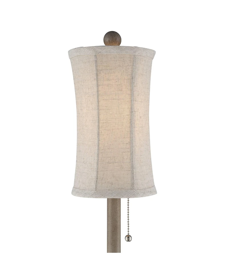 Regency Hill Bertie Traditional Buffet Table Lamps Set of 2 with Round Risers 28 Inches Tall Wood Fabric Drum Shade for Bedroom