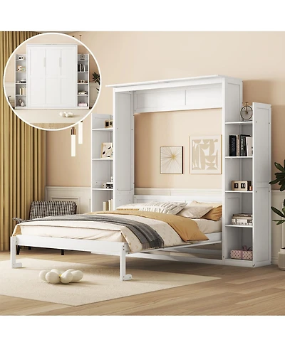 Streamdale Furniture Murphy Bed w/ Shelves and Led Lights