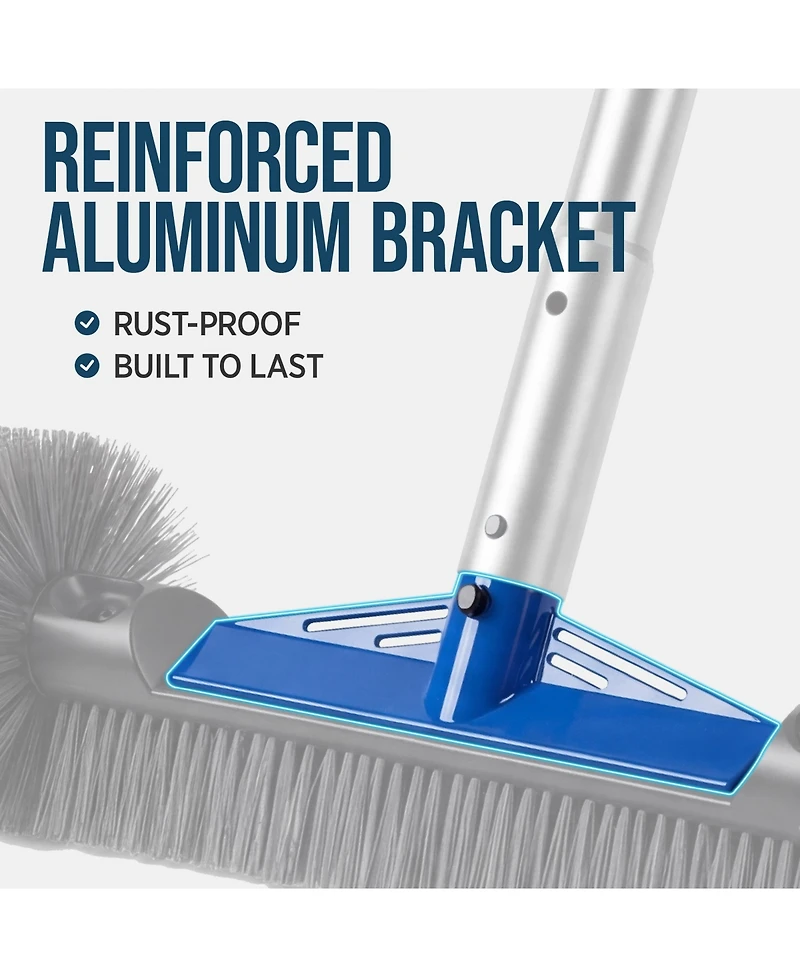 Best Choice Products Pool Brush with 9 ft Aluminum Pole - Heavy-Duty Swimming Pool Wall and Floor Cleaning Set