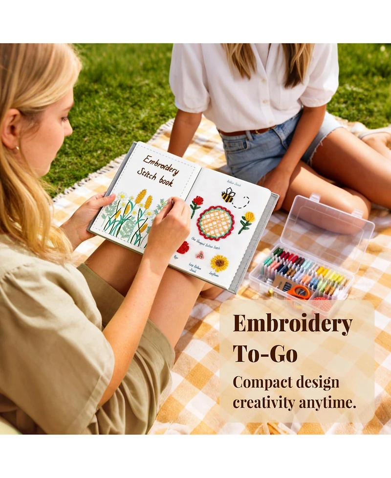 Gnuadz 20 colors Embroidery Kit Beginners Cross Stitch Guide Video Patterns Threads Gift