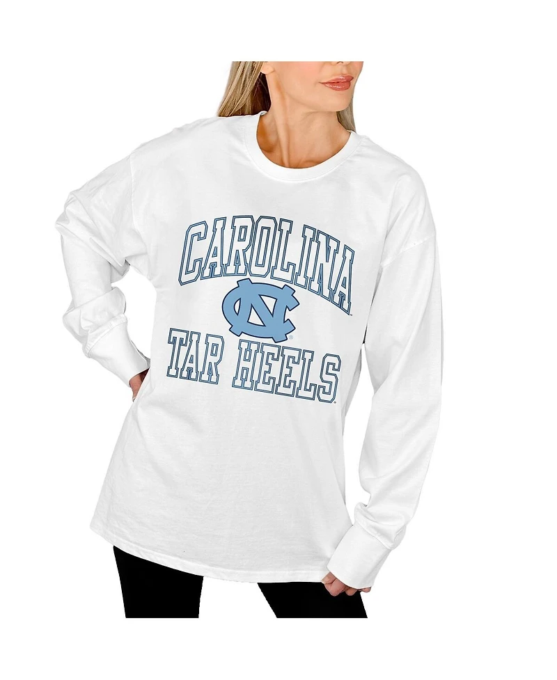 Gameday Couture Women's White North Carolina Tar Heels Mind Games Oversized Long Sleeve T-Shirt