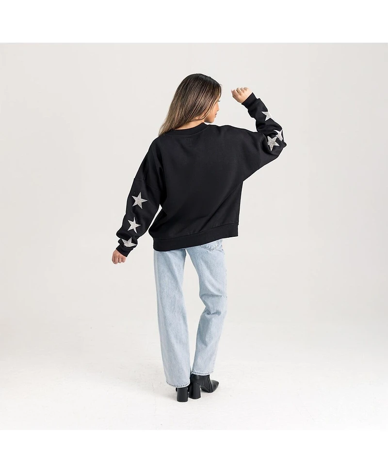 Gameday Couture Women's Black Miami Hurricanes Pure Victory Relaxed Rhinestone Pullover Sweatshirt