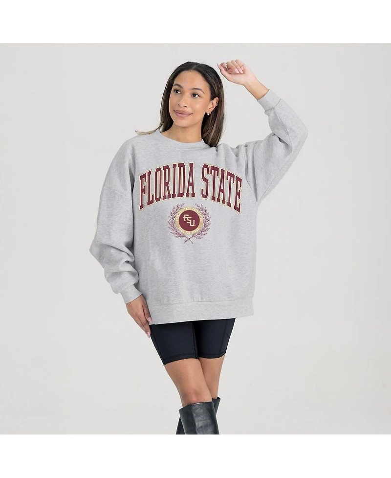 Gameday Couture Women's Ash Florida State Seminoles Oversized Tradition Refined Premium Fleece Sweatshirt