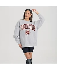 Gameday Couture Women's Ash Florida State Seminoles Oversized Tradition Refined Premium Fleece Sweatshirt
