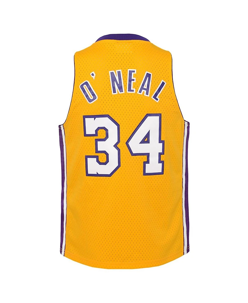 Mitchell & Ness Big Boys and Girls Shaquille O'Neal Gold Los Angeles Lakers 1999/00 Hardwood Classics Swingman Jersey