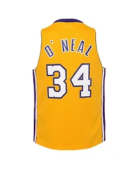 Mitchell & Ness Big Boys and Girls Shaquille O'Neal Gold Los Angeles Lakers 1999/00 Hardwood Classics Swingman Jersey
