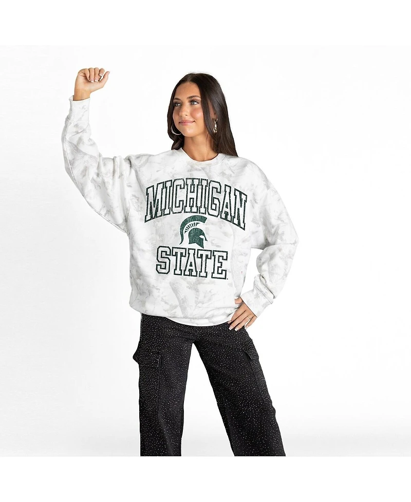 Gameday Couture Women's Ash Michigan State Spartans Whiteout Premium Fleece Camo Sweatshirt