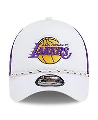 New Era Men's White/Purple Los Angeles Lakers Court Sport Foam A-Frame 9FORTY Adjustable Trucker Hat