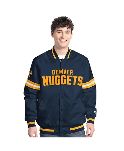 Starter Men's Navy/Gold Denver Nuggets Scout Full Snap Varsity Jacket