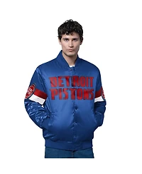 Starter Men's Blue Detroit Pistons Triple Option Varsity Full-Snap Satin Jacket