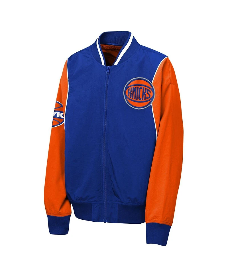 Outerstuff Big Boys and Girls Blue/Orange New York Knicks Two-Pointer Full-Zip Windbreaker Jacket
