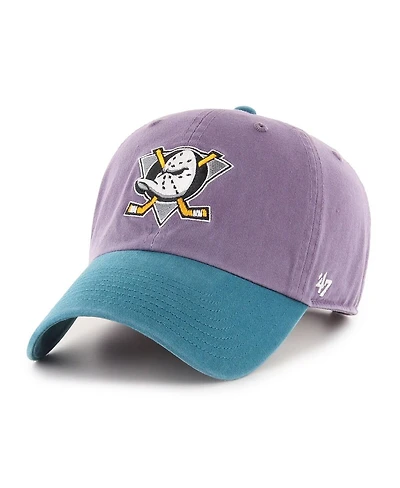 '47 Brand Men's Purple/Teal Anaheim Ducks Logo Vintage Clean Up Adjustable Hat