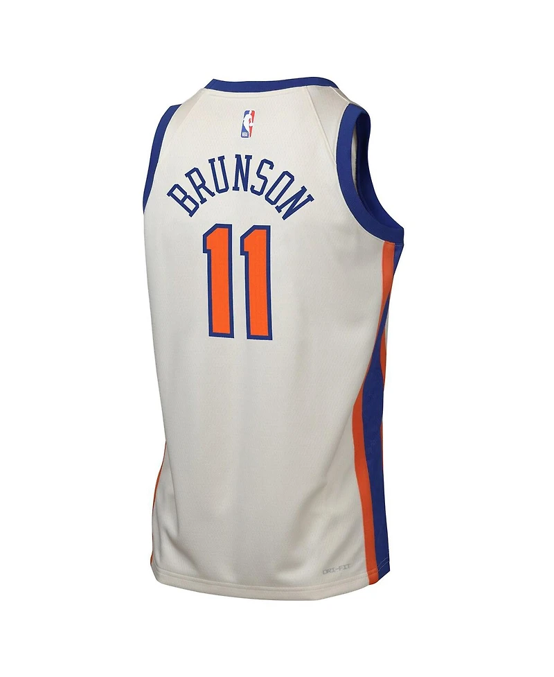 Nike Big Boys and Girls Jalen Brunson Cream New York Knicks 2025/26 City Edition Swingman Jersey