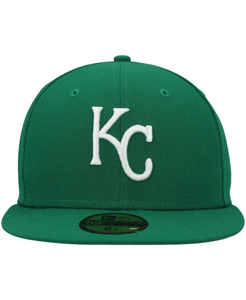 New Era Men's Kelly Green Kansas City Royals White Logo 59FIFTY Fitted Hat