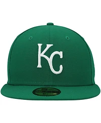New Era Men's Kelly Green Kansas City Royals White Logo 59FIFTY Fitted Hat