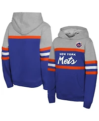 Mitchell & Ness Big Boys and Girls Royal/Grey New York Mets Cooperstown Head Coach Pullover Hoodie