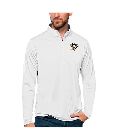 Antigua Men's White Pittsburgh Penguins Tribute Quarter-Zip Pullover Sweatshirt