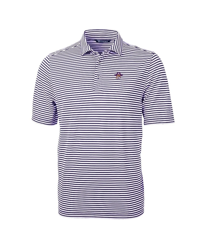Cutter & Buck Men's Purple Ecu Pirates Throwback Logo Virtue Eco Pique Stripe Polo Shirt
