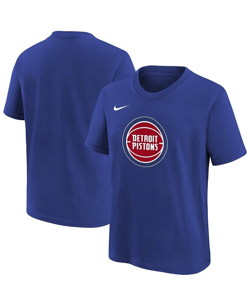 Nike Big Boys and Girls Blue Detroit Pistons Team Essential Logo T-Shirt