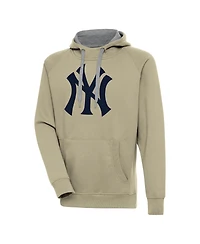 Antigua Men's Khaki New York Yankees Victory Pullover Hoodie