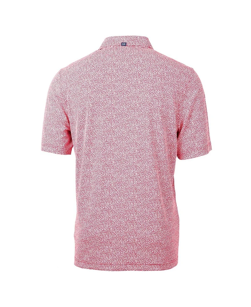 Cutter & Buck Men's Scarlet Nebraska Huskers Alumni Logo DryTec Virtue Eco Pique Botanical Print Polo Shirt