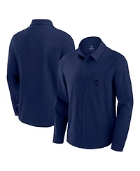 Fanatics Men's Navy Cleveland Guardians Front Office Long Sleeve Button-Up Shirt