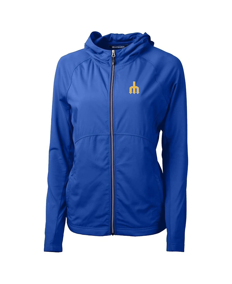 Cutter & Buck Women's Royal Seattle Mariners Adapt Eco Knit Hybrid Full-Zip Hoodie