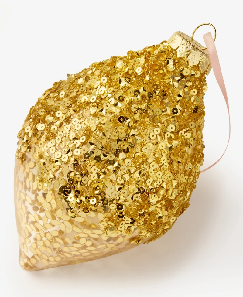 Holiday Lane Berry Tones Gold Glass Drop Ornament, Macy's Exclusive