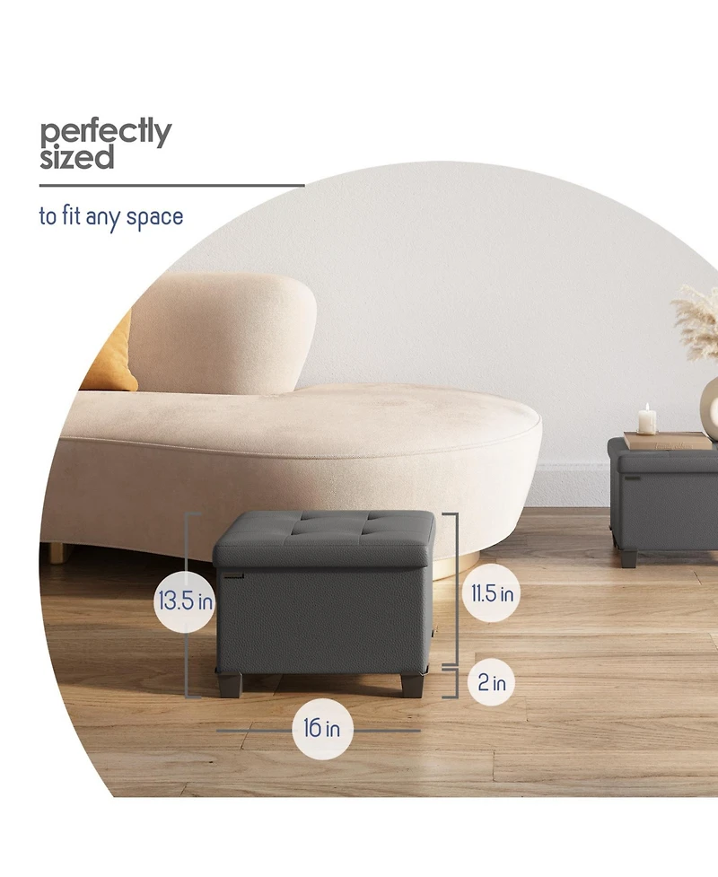 Nestl 16 Inch Ottoman Storage Bench with Storage Bins