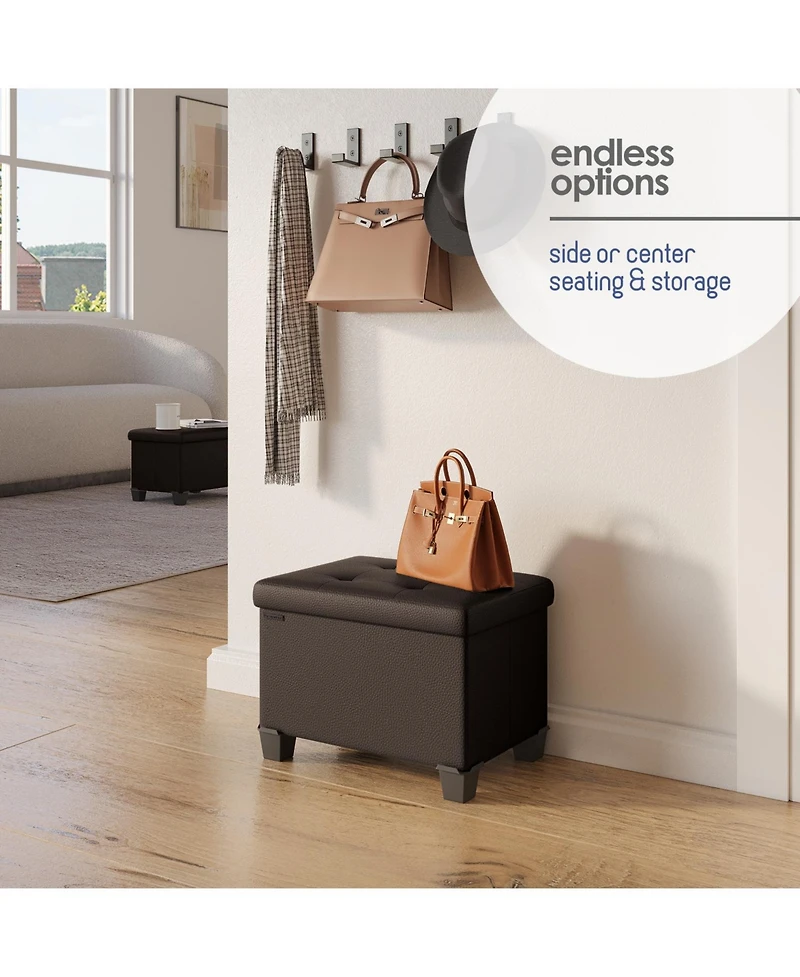 Nestl 16 Inch Ottoman Storage Bench with Storage Bins