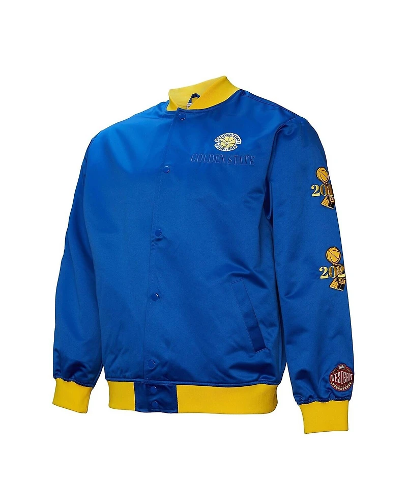 Mitchell & Ness Men's Royal Golden State Warriors Hardwood Classics Team Og 3.0 Lightweight Satin Full-Snap Jacket