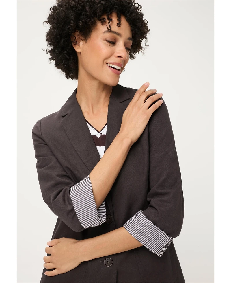 Olsen Women's Classic Cotton Linen Blazer