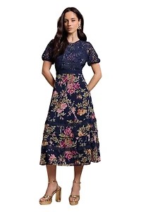 Oasis Women's Lace Bodice Midi Dress