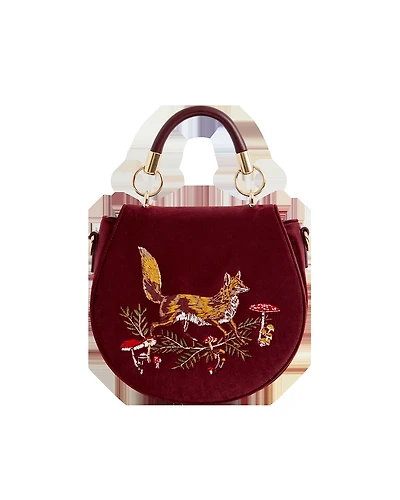 Fable England Fox And Mushroom Embroidered Saddle Bag