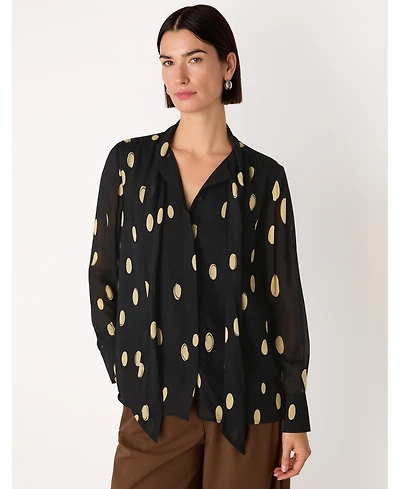 Whistles Women's Oval Spot Frill Blouse