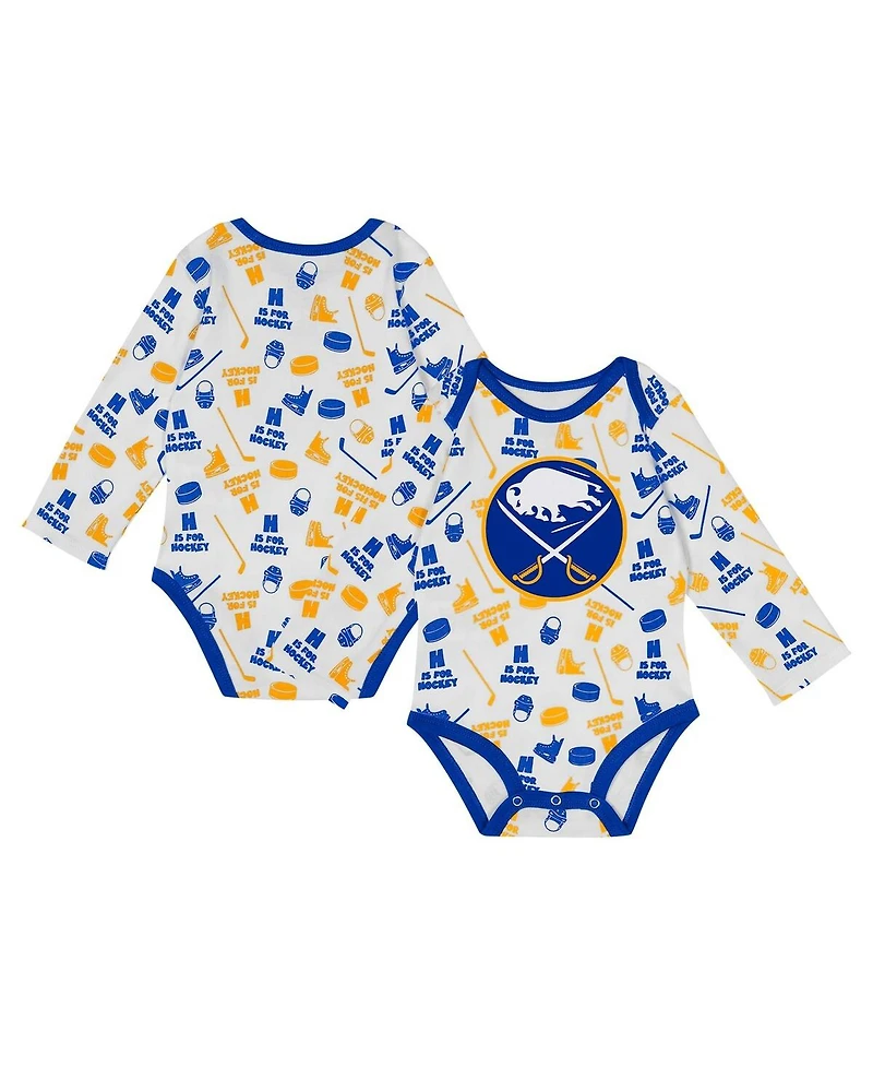 Outerstuff Baby Boys and Girls White Buffalo Sabres Quick Learner Long Sleeve Bodysuit