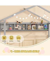 Sugift Twin Size House Bed with Storage Shelf and Headboard