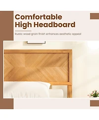Sugift Twin Size Bed Frame with Headboard and Storage Space