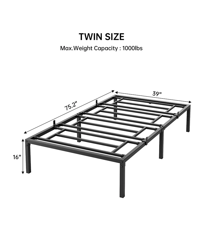 homfan Twin Heavy Duty Metal Bed Frame - Platform Bed with Ample Under-Bed Storage, No Box Spring Needed, No Noise, Easy Assembly