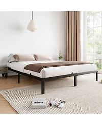 homfan Low Profile Metal Platform Bed Frame with Quiet Slats, Heavy Duty Support, No Box Spring Needed, Easy Assembly