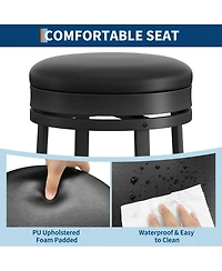homfan 30" Swivel Counter Height Bar Stools, Backless Round Pu Leather Seat, Metal Frame Footrest, 360degree (s) Rotation for Kitchen Game