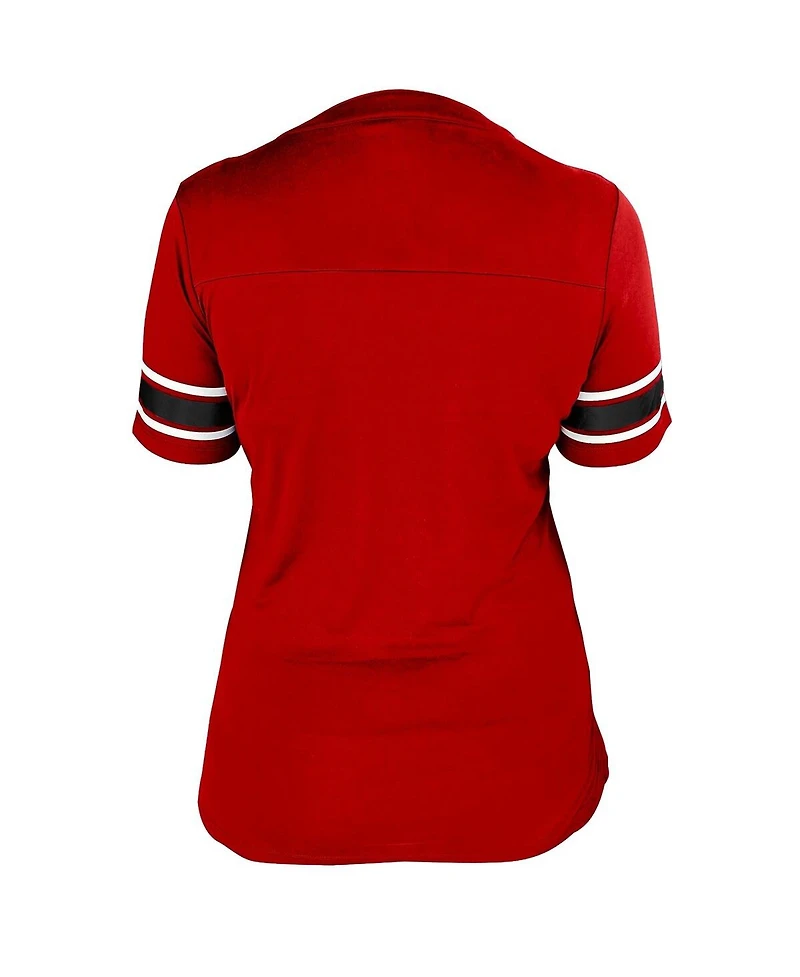 Fanatics Women's Red Georgia Bulldogs Plus Mesh Overlay Lace-Up Jersey T-Shirt