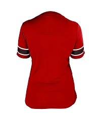 Fanatics Women's Red Georgia Bulldogs Plus Mesh Overlay Lace-Up Jersey T-Shirt