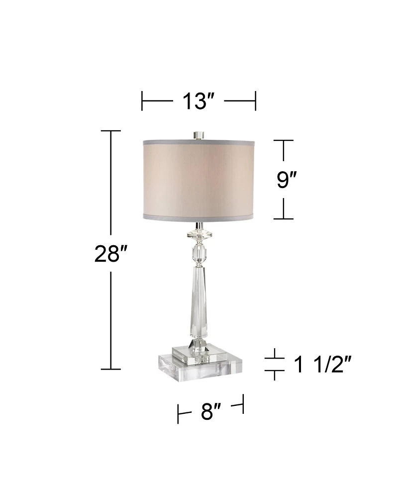 Vienna Full Spectrum Aline Traditional Table Lamp with Square Riser 28 Inches High Shade for Bedroom Living Room Bedside Nightstand Office Kids