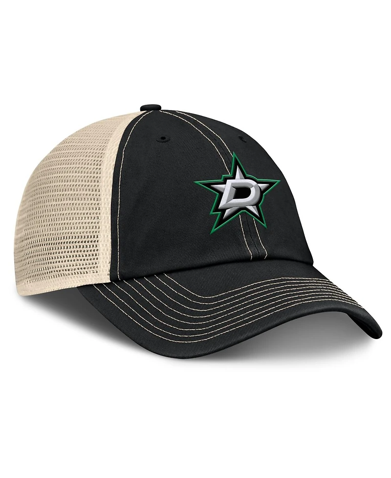 Fanatics Men's Black/Natural Dallas Stars Rival Trucker Adjustable Hat