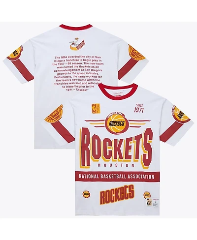 Mitchell & Ness Men's White Houston Rockets Hardwood Classics Team Origins Vintage Logo T-Shirt