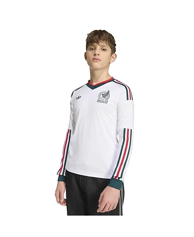 Adidas Big Boys and Girls White Mexico National Team 2026 Away Replica Long Sleeve Jersey