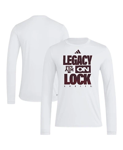 Adidas Men's White Texas A&M Aggies Legacy On Lock Pregame Long Sleeve T-Shirt