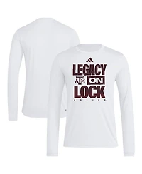 Adidas Men's White Texas A&M Aggies Legacy On Lock Pregame Long Sleeve T-Shirt